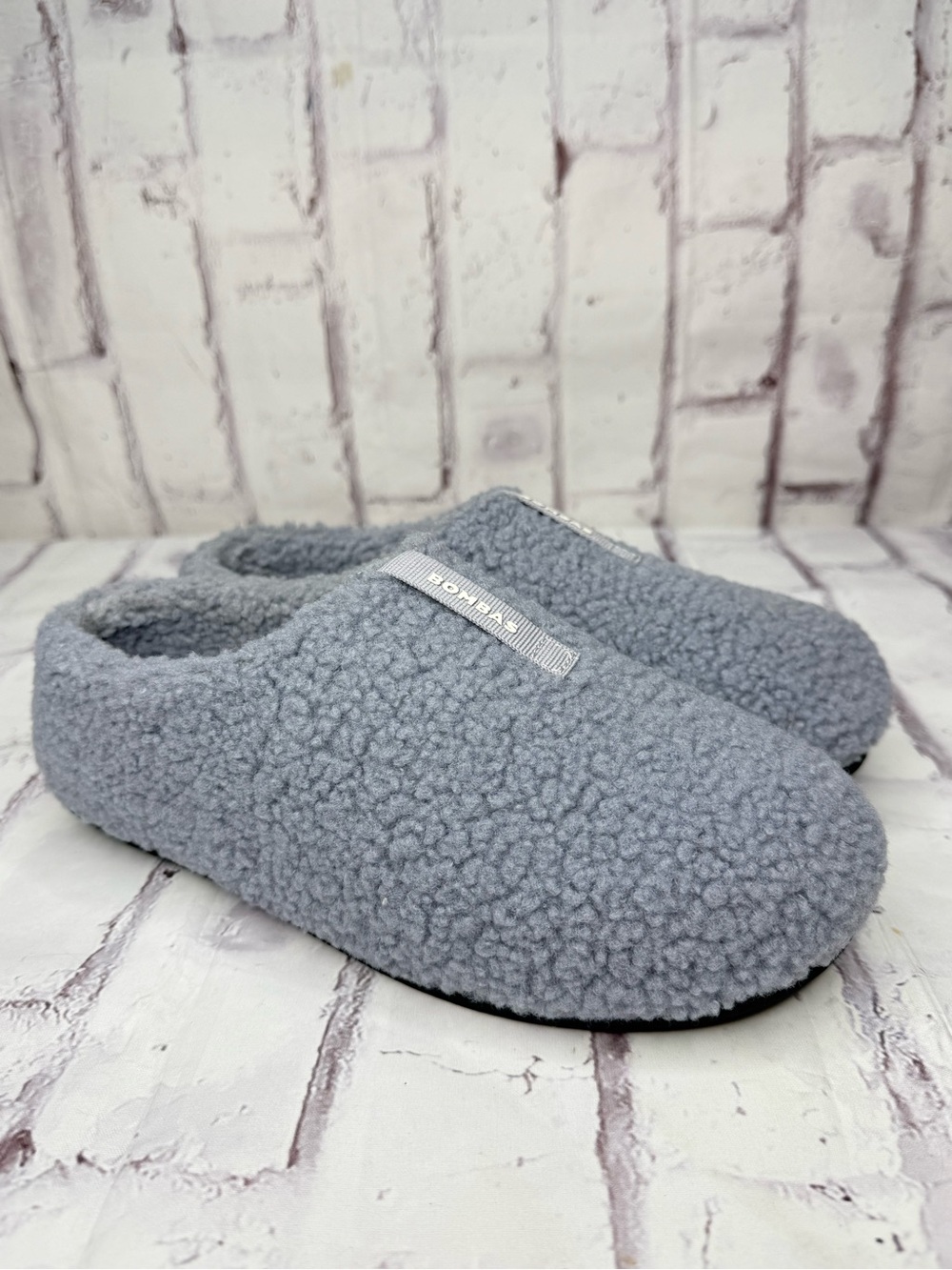 Bombas Womens Sunday Slippers Sz 7 Nimbus Grey Sherpa Slip On Memory Foam Lounge
